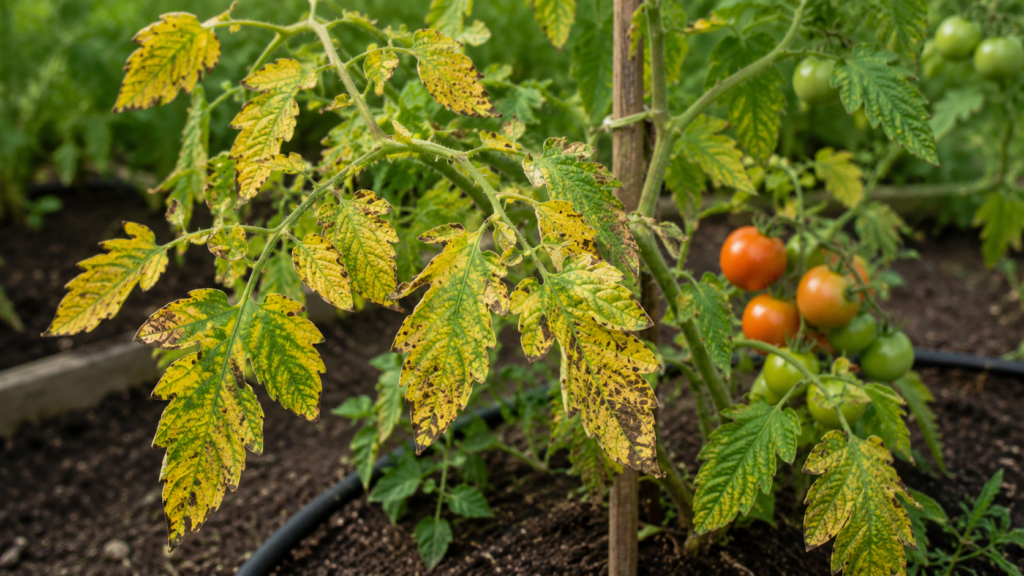 hojas del tomate amarillas