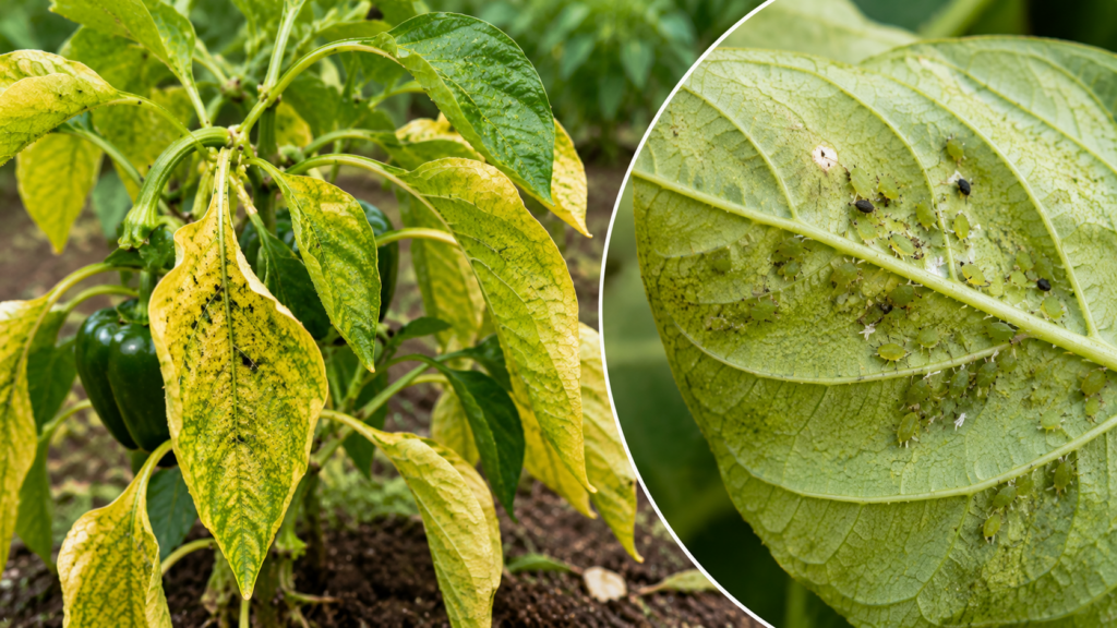 hojas amarillas en las plantas de pimiento