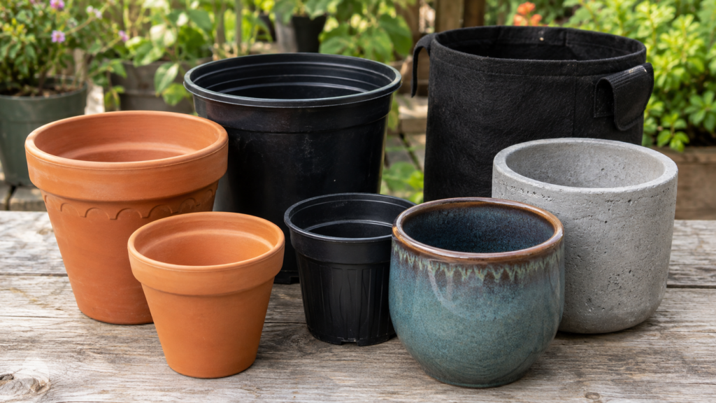 Macetas de terracota plástico cerámica cemento y tela para diferentes tipos de plantas