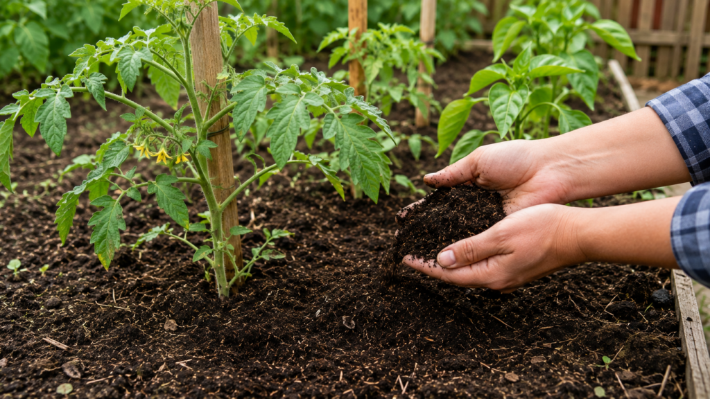 Cómo aplicar compost casero alrededor de plantas de tomate