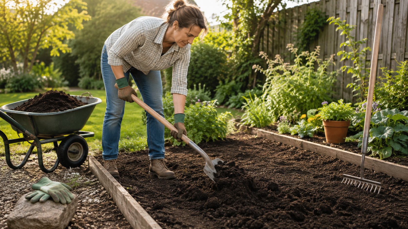 Preparación del suelo del jardín antes de volver a plantar