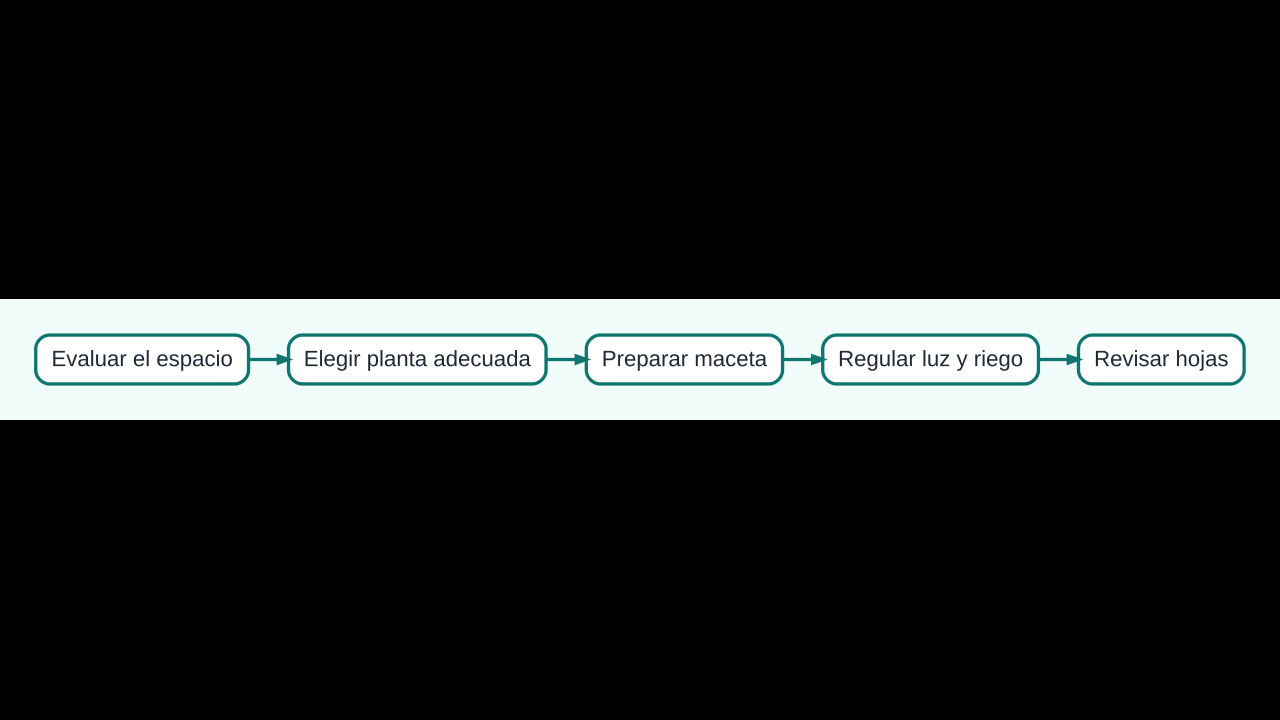 Diagrama para elegir y mantener plantas de interior resistentes