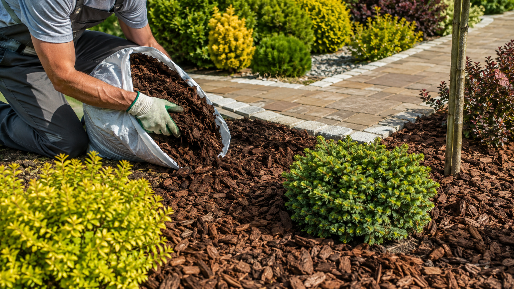 Aplicación de hojas secas alrededor de las plantas