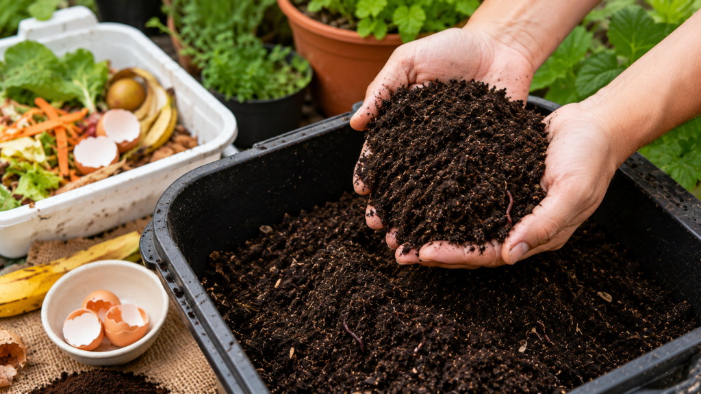 Humus de lombriz casero para abonar plantas y huerto