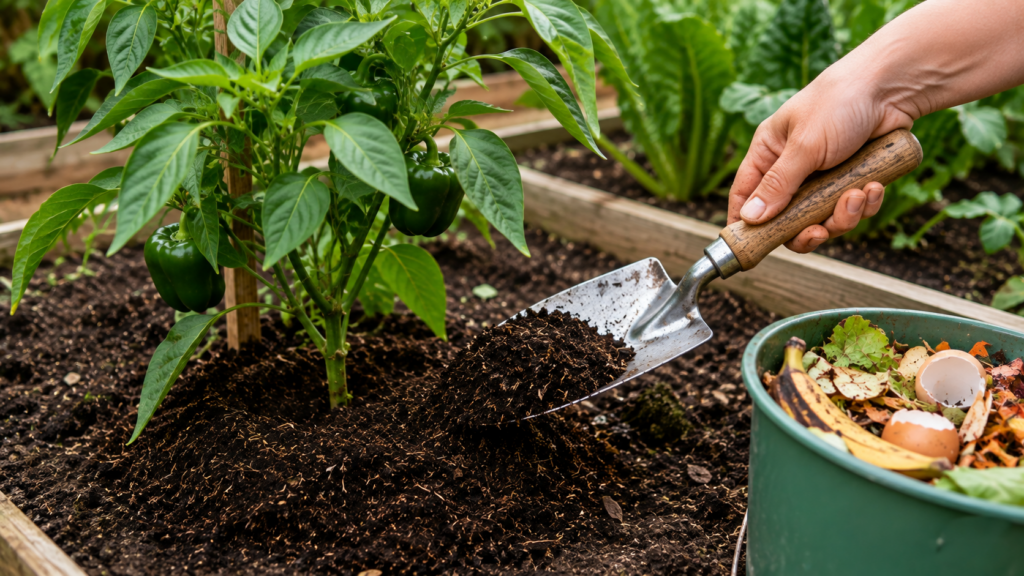 Cómo aplicar compost casero en plantas de pimiento