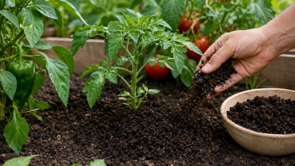 Cómo aplicar humus de lombriz en plantas de tomate