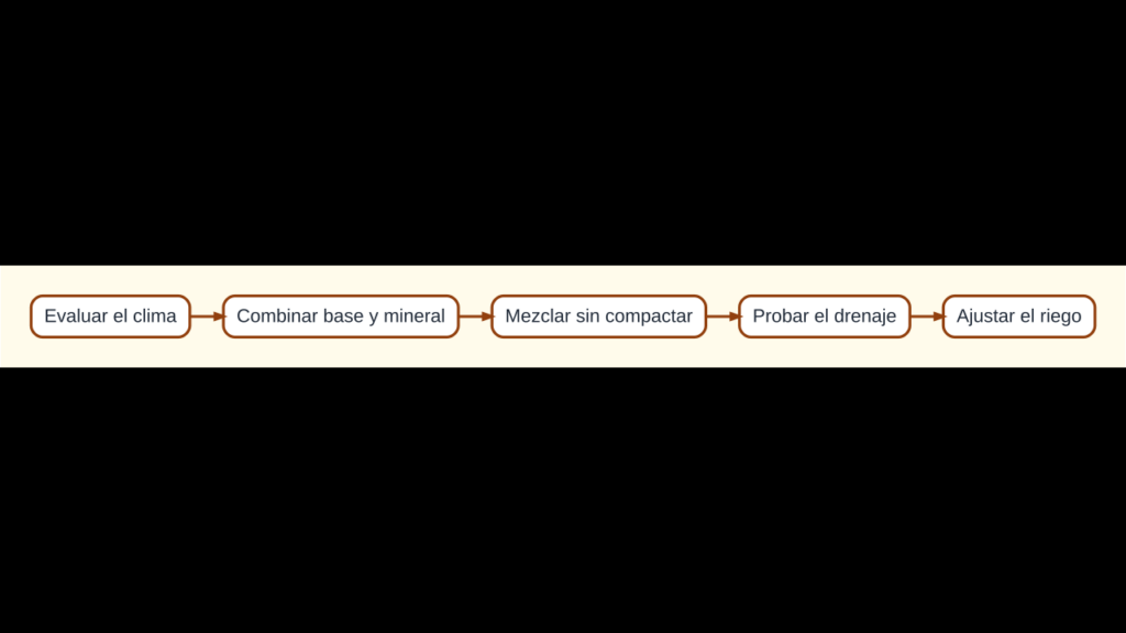 Diagrama para preparar un sustrato aireado y drenante para suculentas y cactus