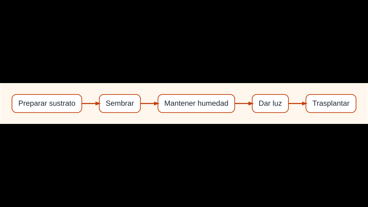 Diagrama del semillero desde el sustrato y la siembra hasta el trasplante