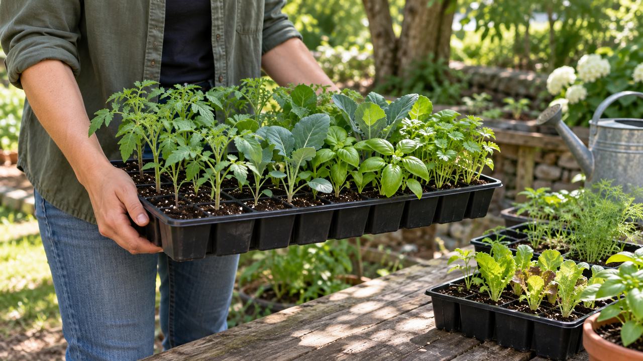 Plántulas con hojas verdaderas aclimatándose en sombra luminosa