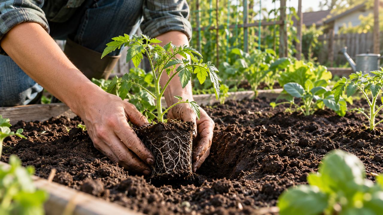 Trasplante de una plántula robusta con el cepellón intacto
