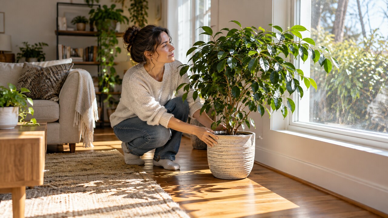 Observación de la luz de una ventana antes de colocar un ficus